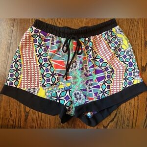 Black-Trim Multicolor Printed Women’s Shorts